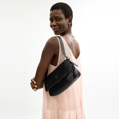 Coach Etta Small Flap Shoulder Bag - Gunmetal/Black