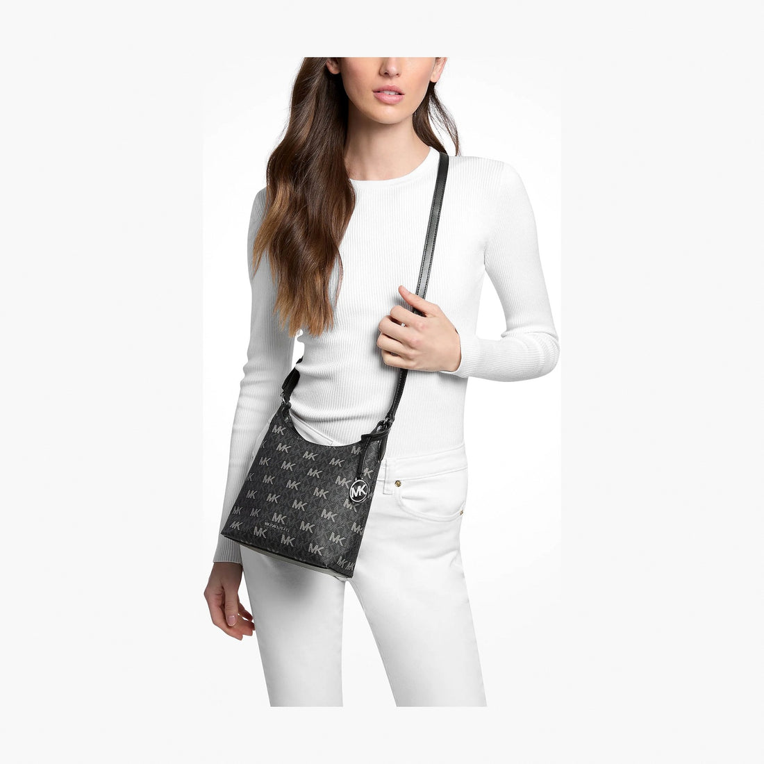 Michael Kors Maya Small Signature Logo Crossbody Bag - BLACK