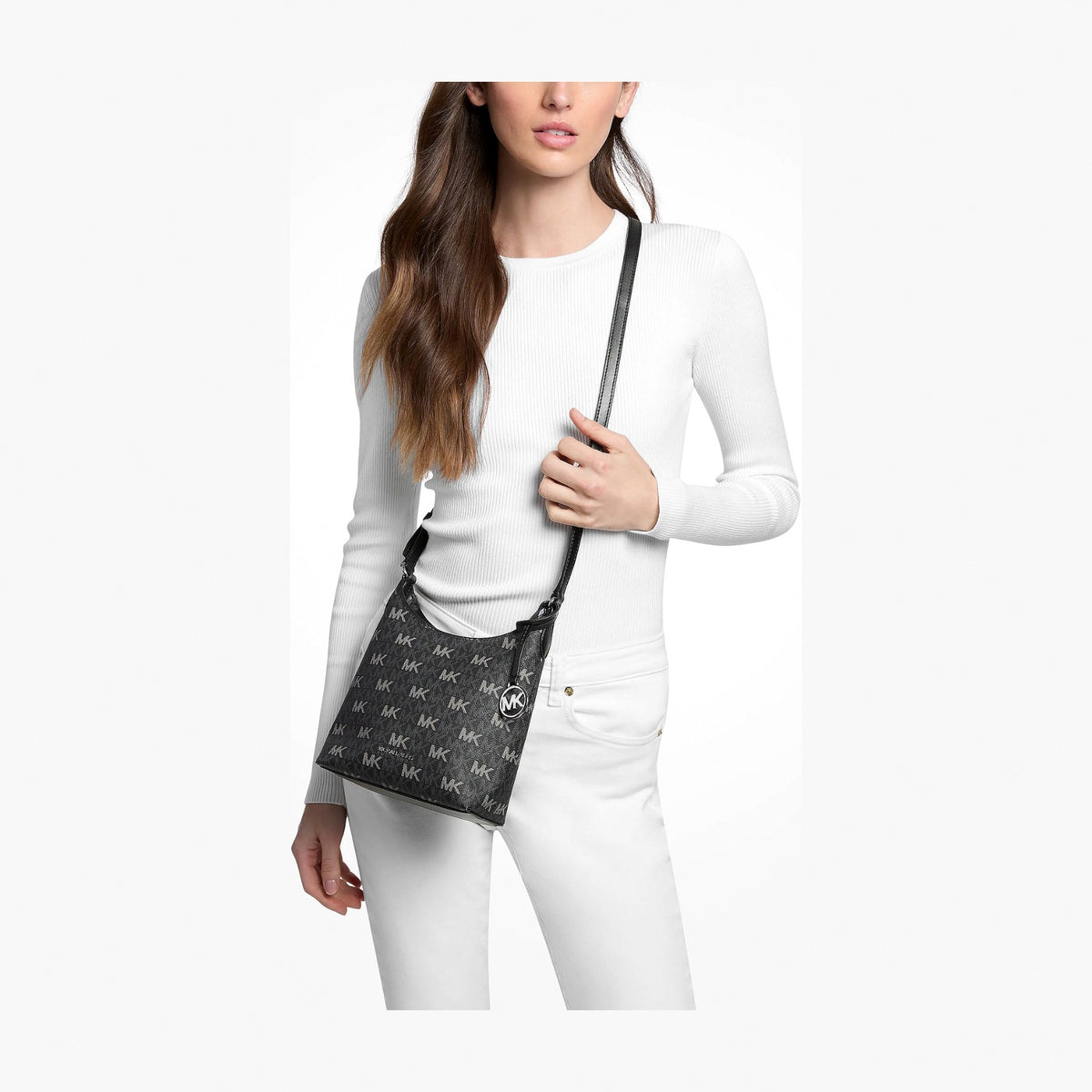 Michael Kors Maya Small Signature Logo Crossbody Bag - BLACK