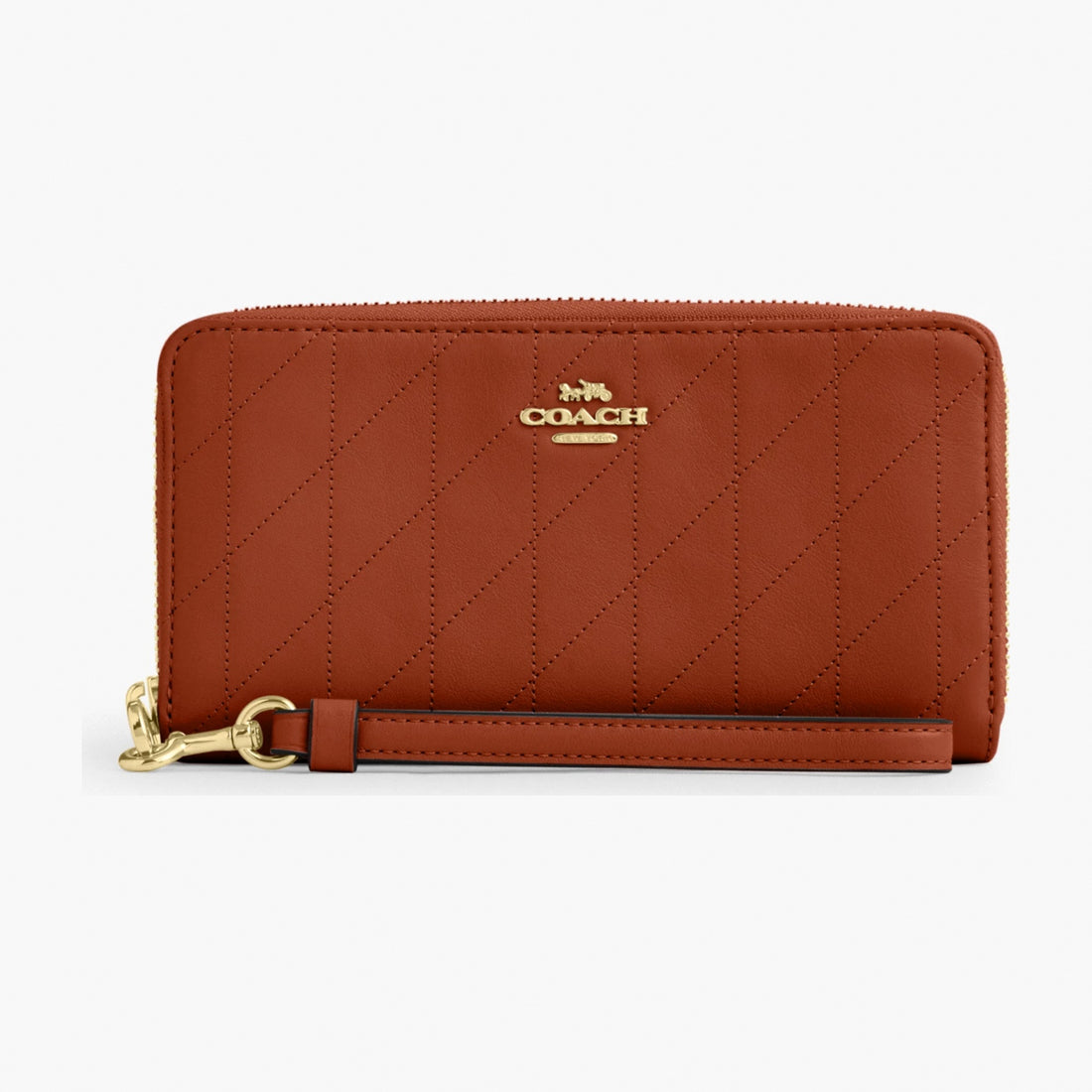 Coach Long Zip Around Wallet With Quilting - Gold/Cinnamon