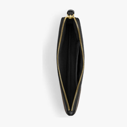 Coach Large Corner Zip Wristlet In Signature Canvas - Gold/Walnut/Black