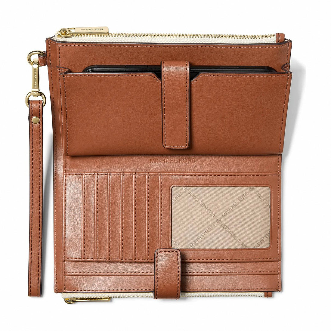 Michael Kors Jet Set Travel Signature Logo Smartphone Wallet - VANILLA