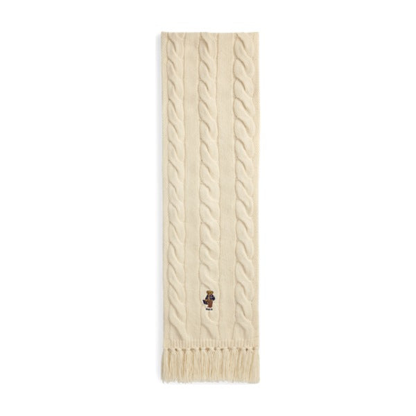 Polo Ralph Lauren Polo Bear Cable-Knit Scarf - Cream