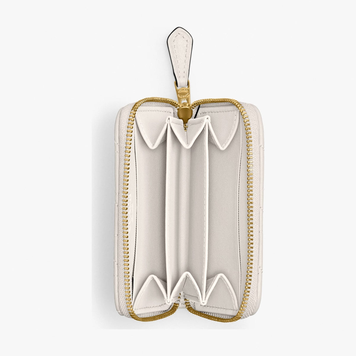 Coach Essential Small Zip Around Card Case With Pillow Quilting - Brass/Chalk
