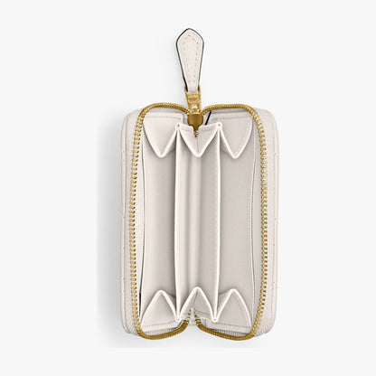 Coach Essential Small Zip Around Card Case With Pillow Quilting - Brass/Chalk