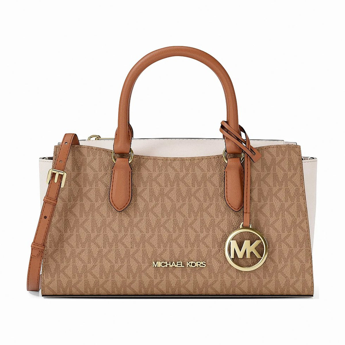 Michael Kors Arden Small Color-Block Signature Logo Messenger Bag - CAMEL MLT