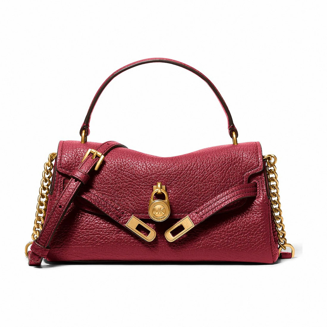 Michael Kors Hamilton Extra-Small Textured Leather Soft Crossbody Bag - DEEP RED