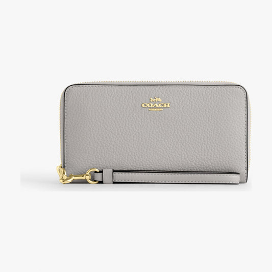 Coach Long Zip Around Wallet - Gold/Dove Grey
