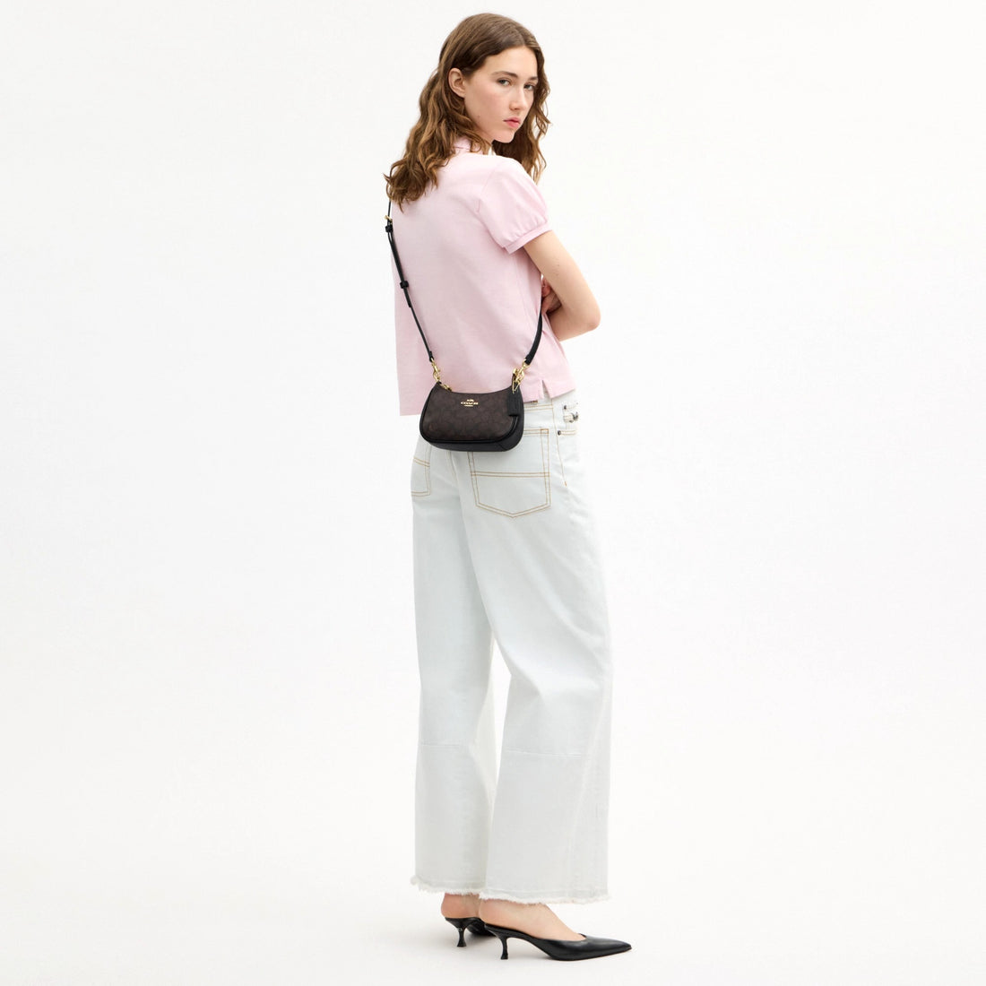 Coach Teri Mini Crossbody Bag In Signature Canvas - Gold/Walnut/Black
