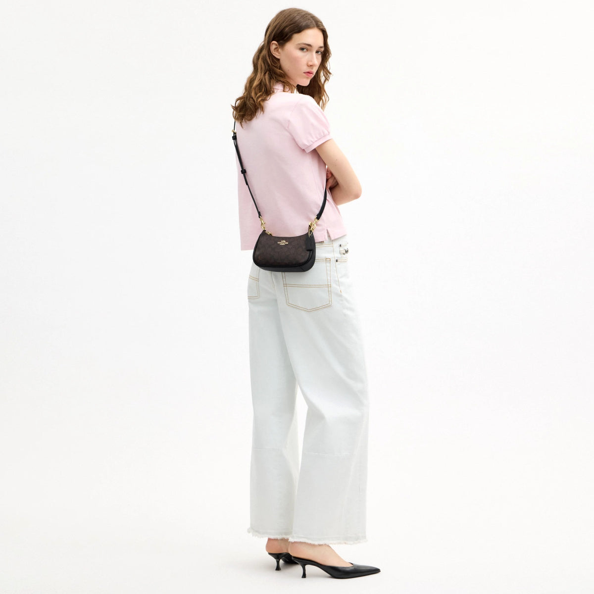 Coach Teri Mini Crossbody Bag In Signature Canvas - Gold/Walnut/Black
