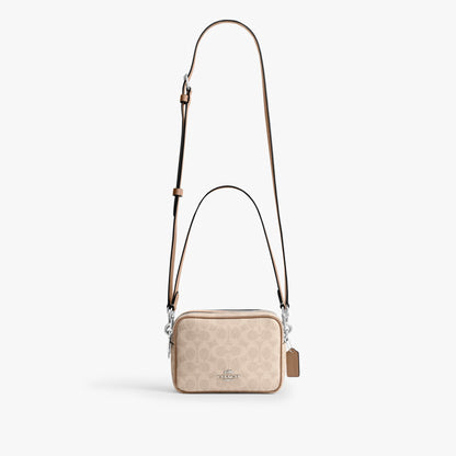 Coach Mini Carey Crossbody Bag In Signature Canvas - Silver/Sand/Taupe