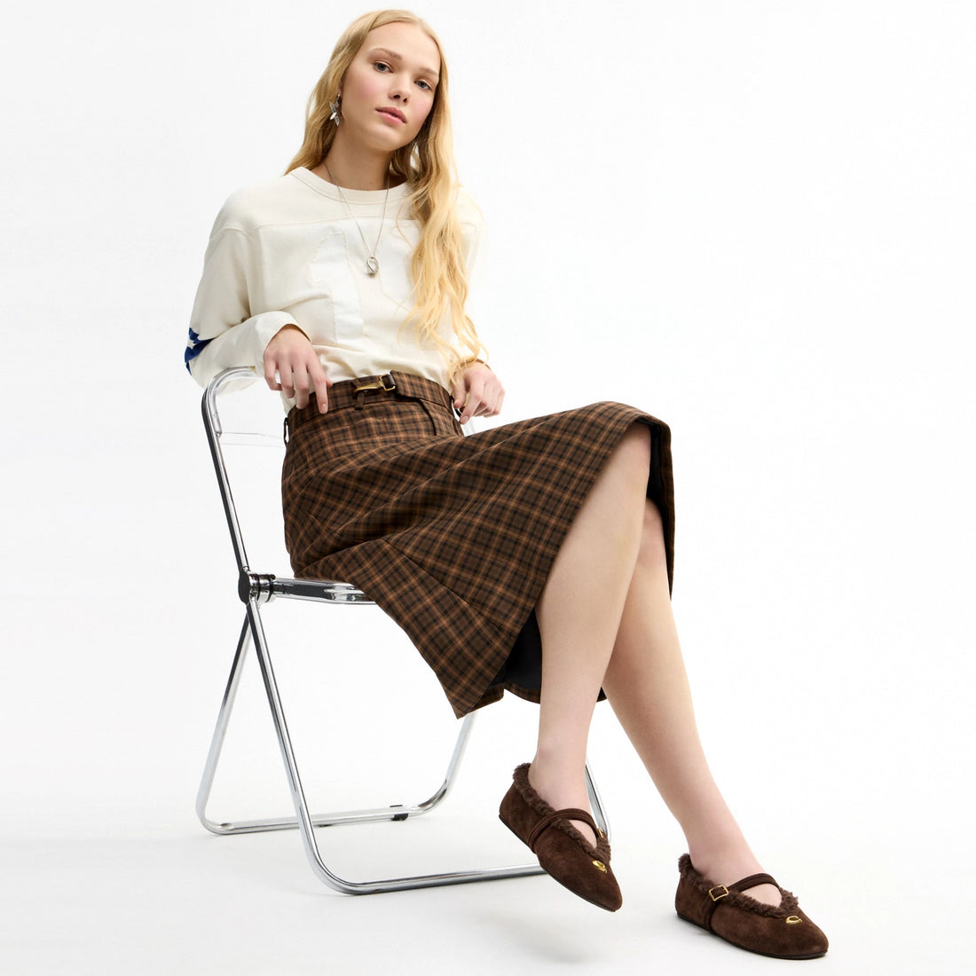 Coach Sculpted C Mary Jane In Shearling - Chocolate Brown