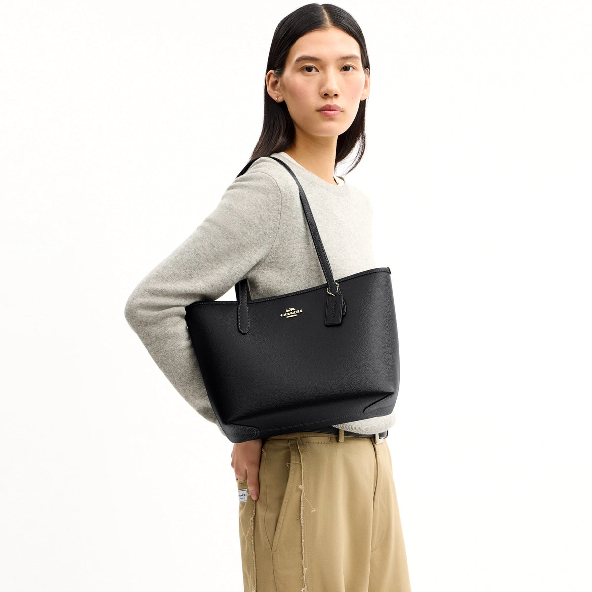 Coach Medium City Tote Bag - Gold/Black
