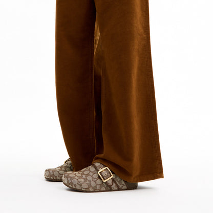 Coach Archival Buckle Clog In Signature Jacquard - Oak/Maple