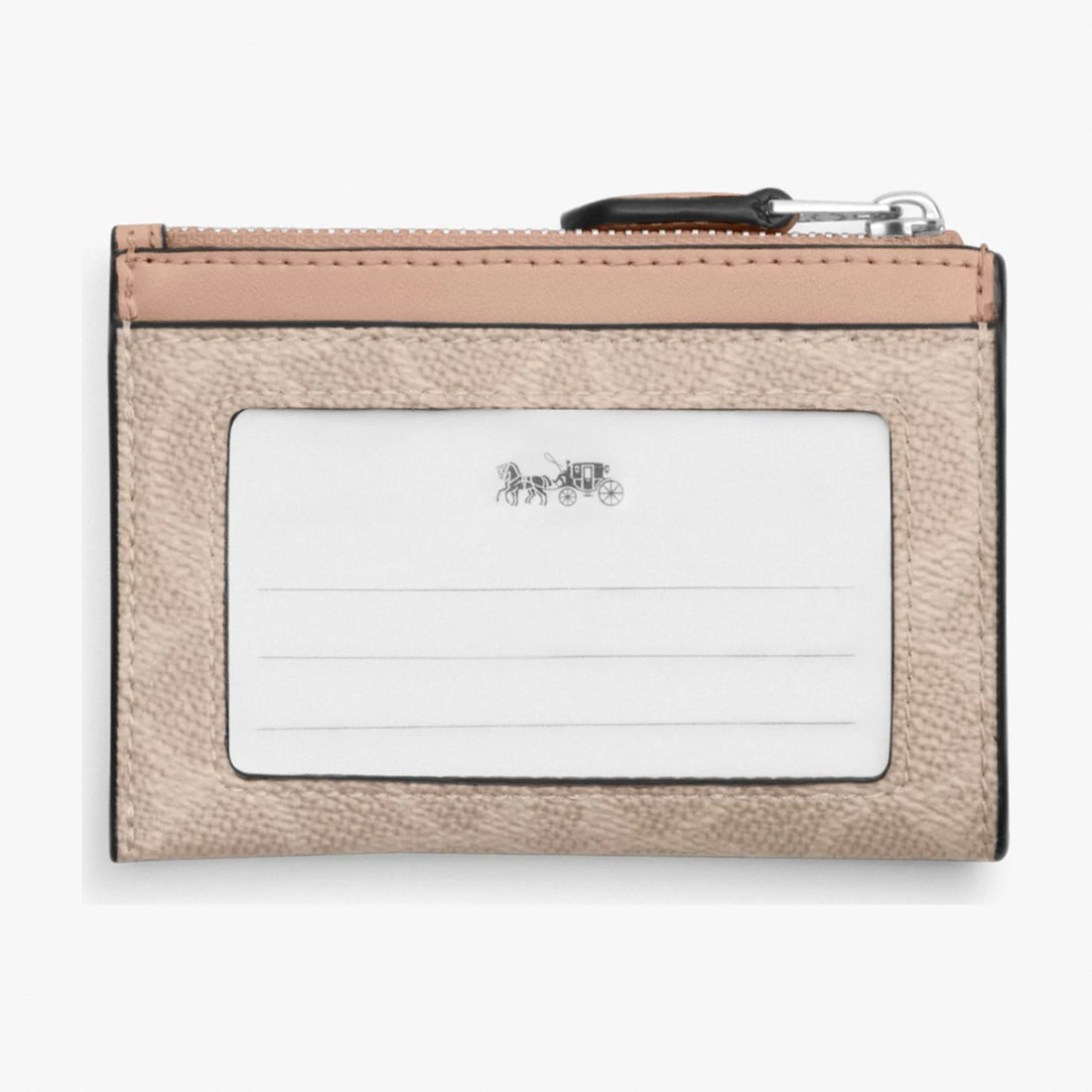 Coach Mini Skinny ID Case In Signature Canvas - Silver/Sand/Taupe