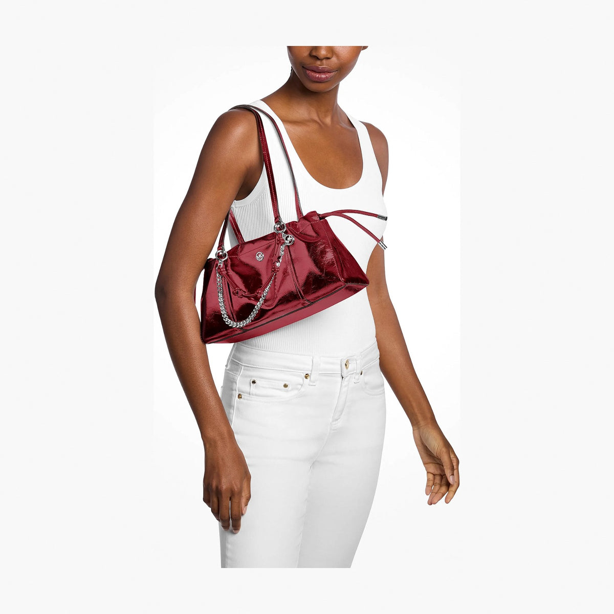 Michael Kors Matilda Small Cinched Shoulder Bag - MAROON