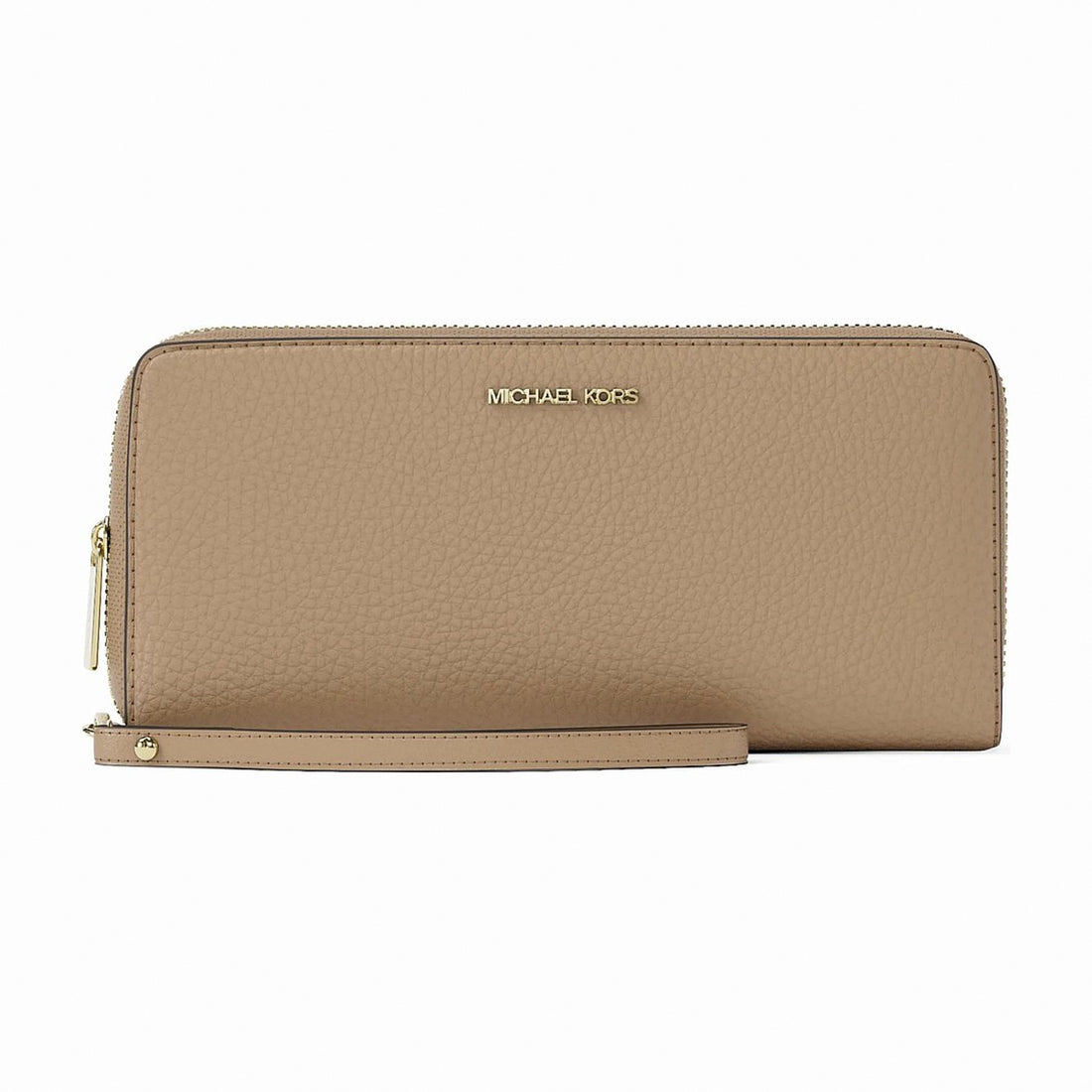 Michael Kors Jet Set Travel Large Pebbled Leather Wristlet - CAMEL