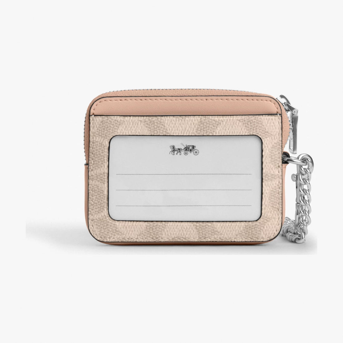 Coach Zip Card Case In Signature Canvas - Silver/Sand/Taupe