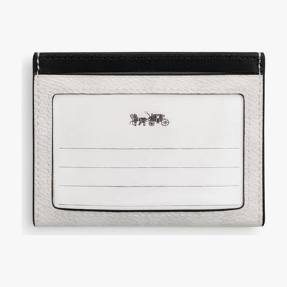 Coach Slim ID Card Case In Signature Canvas - Chalk & Black