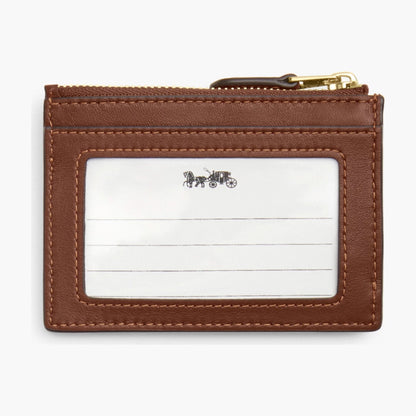 Coach Mini Skinny ID Case In Signature Chenille - Gold/Light Khaki/Vintage Brown