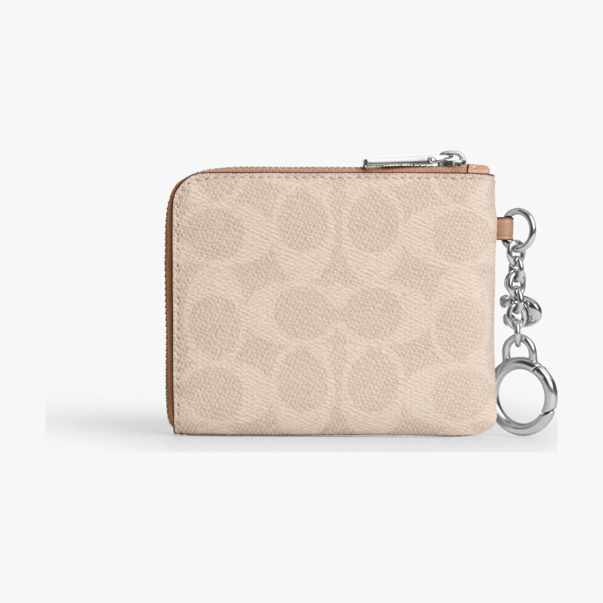 Coach Small Corner Zip Wallet In Signature Canvas - Silver/Sand/Taupe