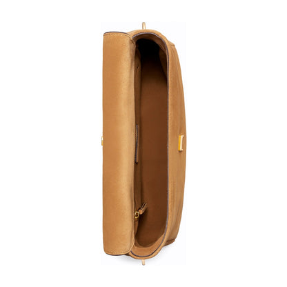 Tory Burch Charlie Suede Shoulder Bag - Toffee