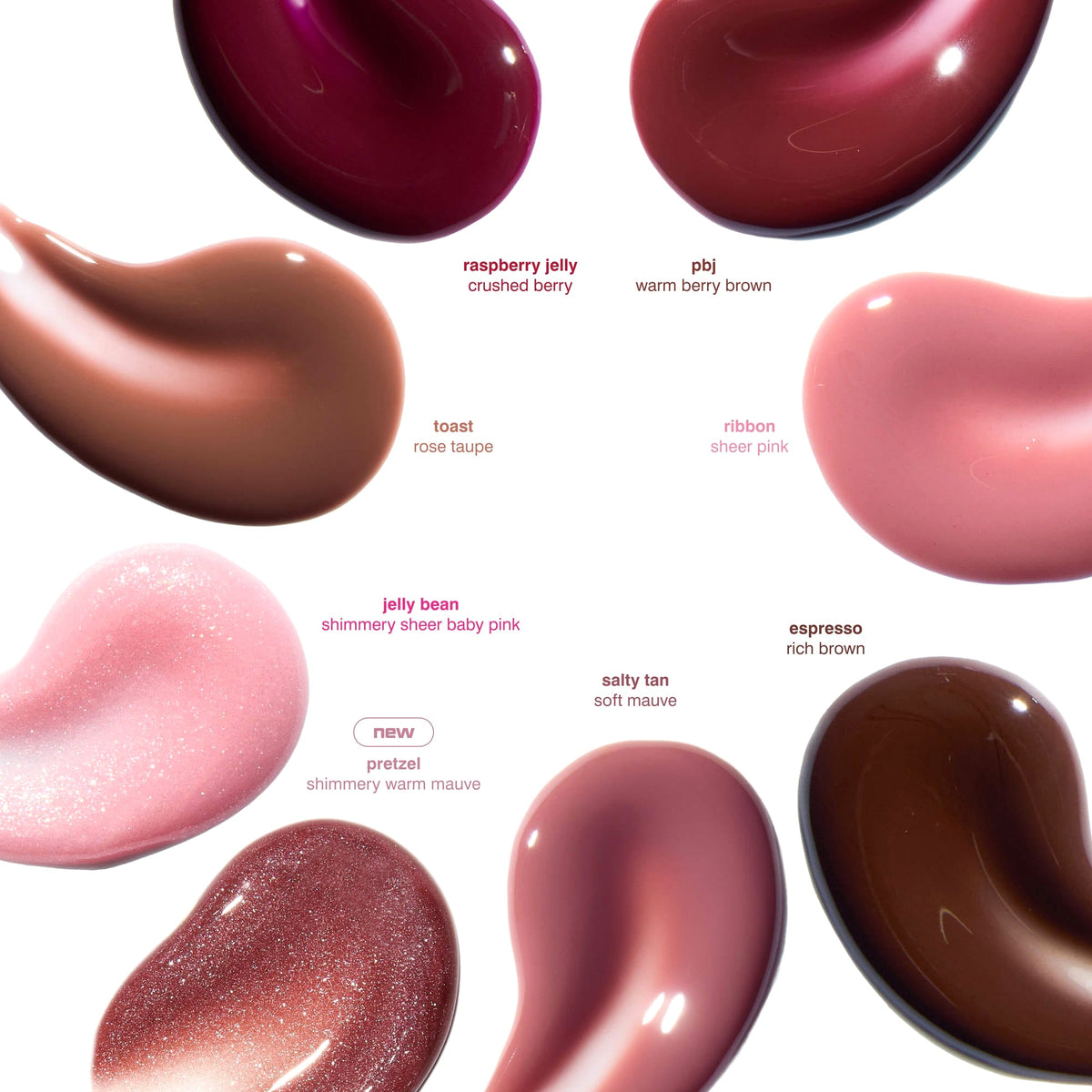 Rhode Peptide Lip Tint Nourishing Glaze - Jelly Bean - shimmery sheer baby pink + sweet pink jelly bean scent