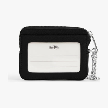 Coach Zip Card Case - Silver/Black