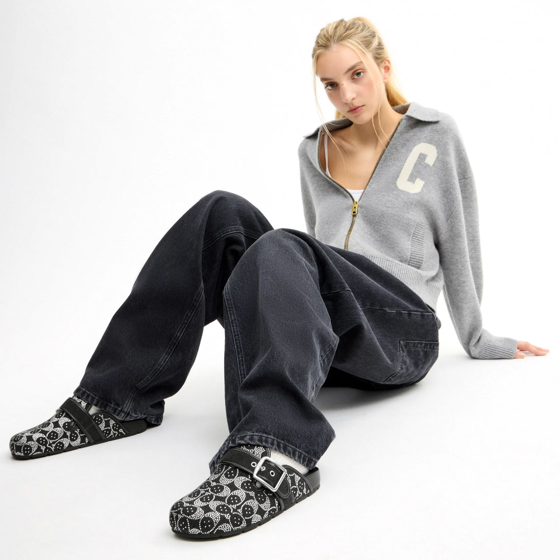 Coach Archival Buckle Clog With Crystal Signature - Black
