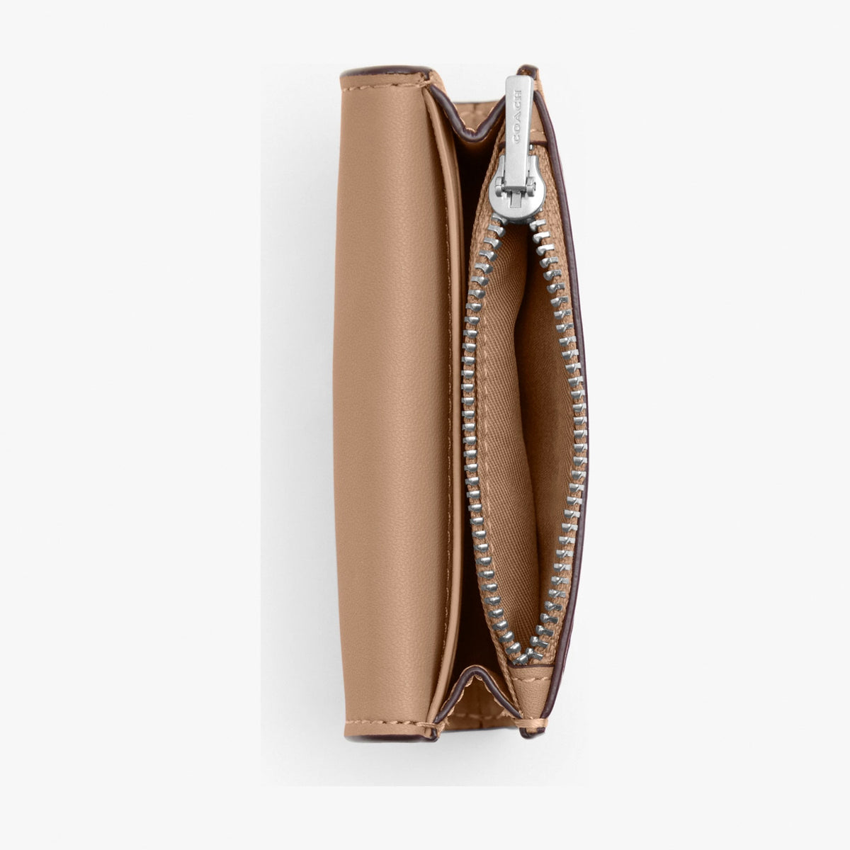 Coach Flap Card Case In Signature Canvas - Silver/Sand/Taupe