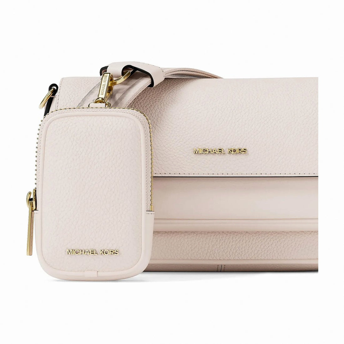 Michael Kors Jet Set Travel Small Pebbled Leather Crossbody Bag With Pouch - LT CREAM