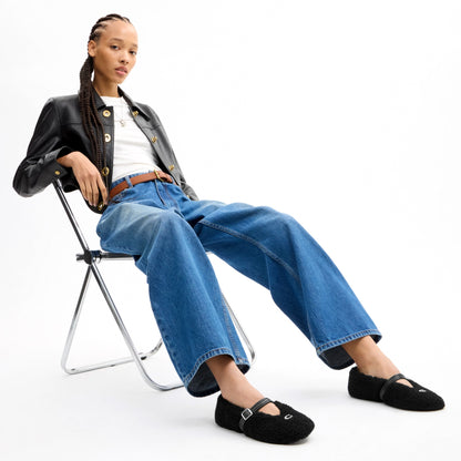 Coach Sculpted C Mary Jane In Shearling - Black