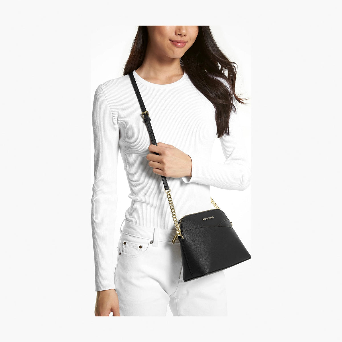 Michael Kors Jet Set Travel Medium Dome Crossbody Bag - BLACK