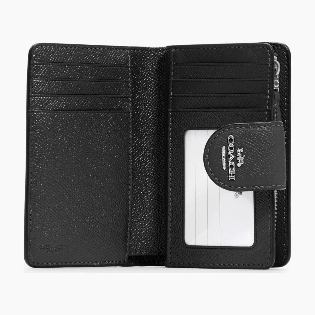 Coach Medium Corner Zip Wallet - Silver/Black