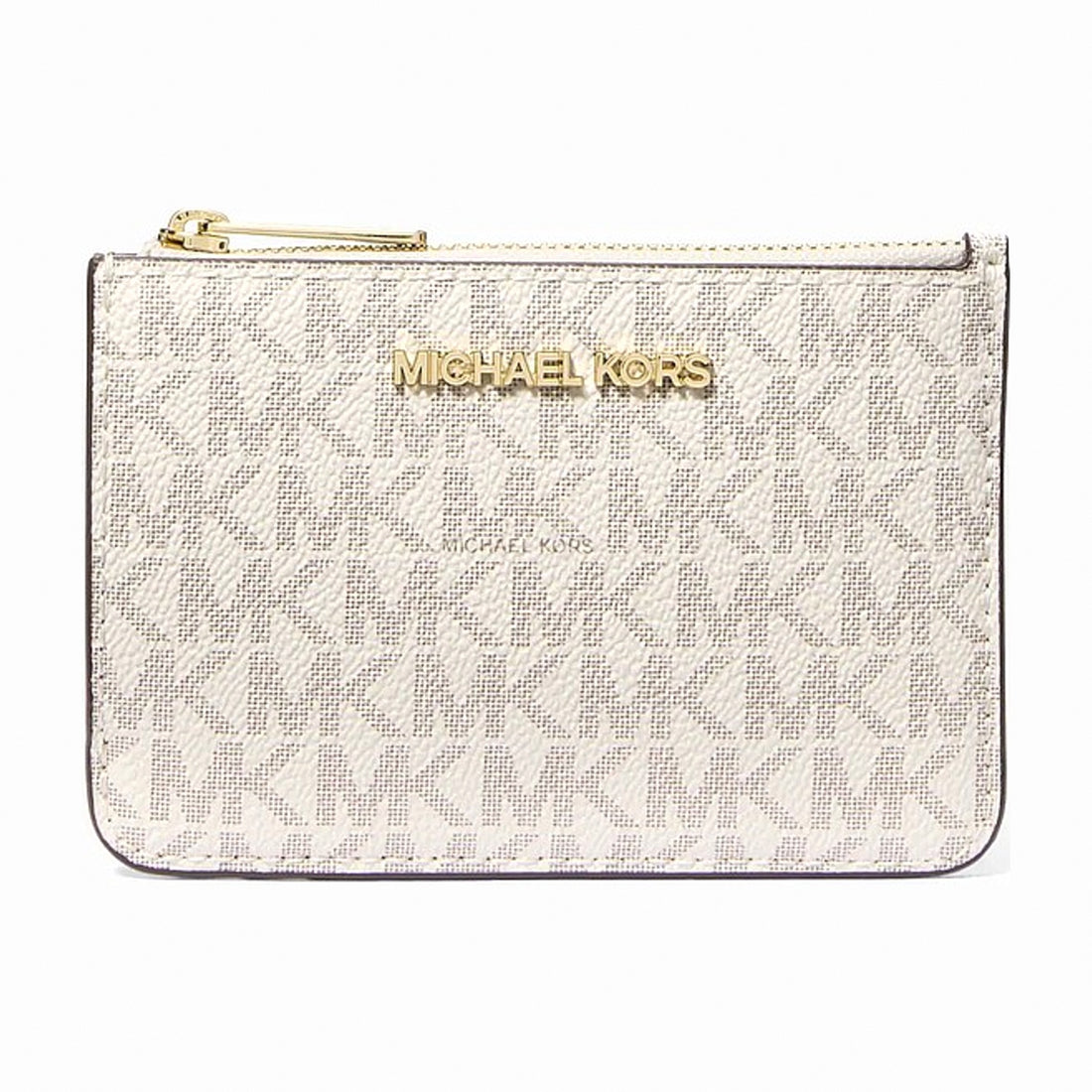 Michael Kors Jet Set Travel Small Signature Logo Coin Purse - VANILLA