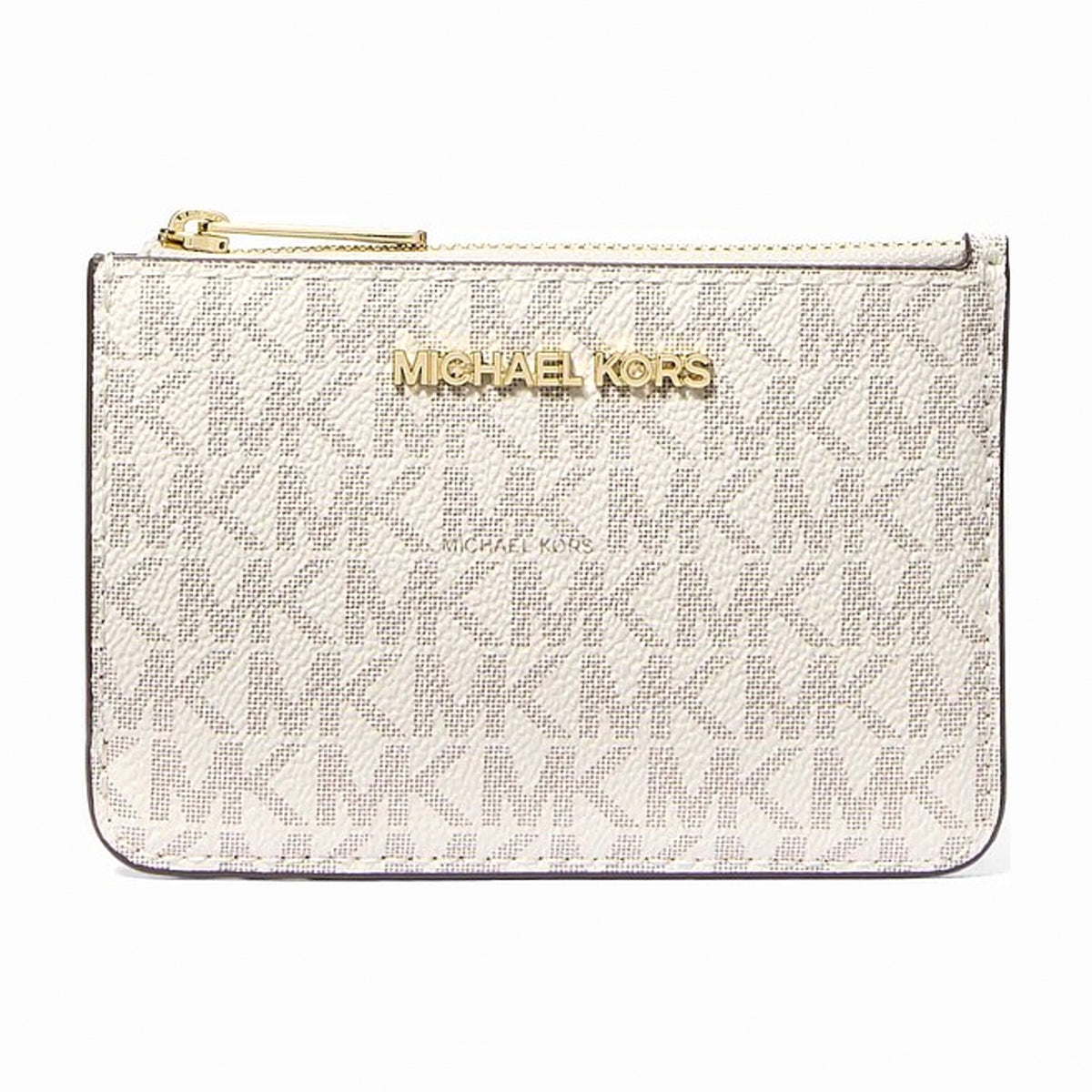Michael Kors Jet Set Travel Small Signature Logo Coin Purse - VANILLA