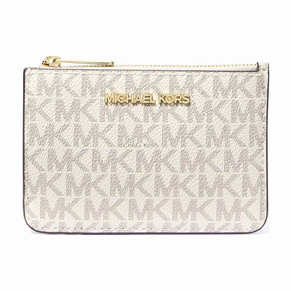 Michael Kors Jet Set Travel Small Signature Logo Coin Purse - VANILLA