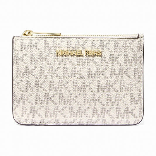Michael Kors Jet Set Travel Small Signature Logo Coin Purse - VANILLA