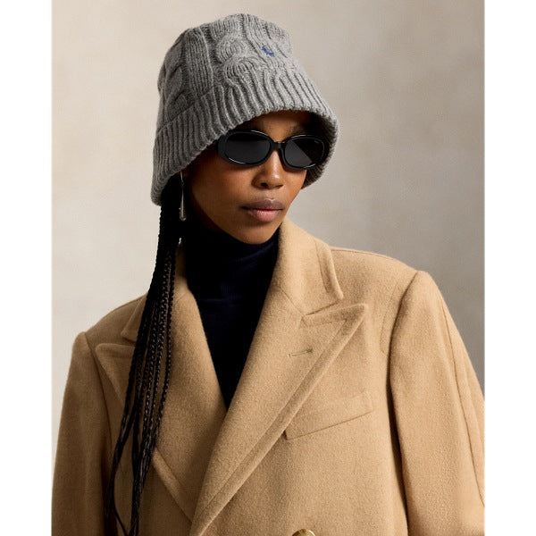 Polo Ralph Lauren Cable-Knit Wool-Blend Bucket Hat - Med Grey Htr