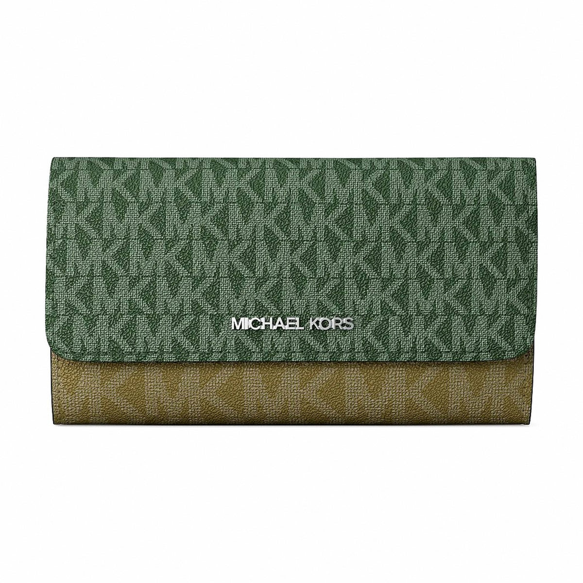 Michael Kors Jet Set Travel Signature Logo Tri-Fold Wallet - AMAZON GREEN