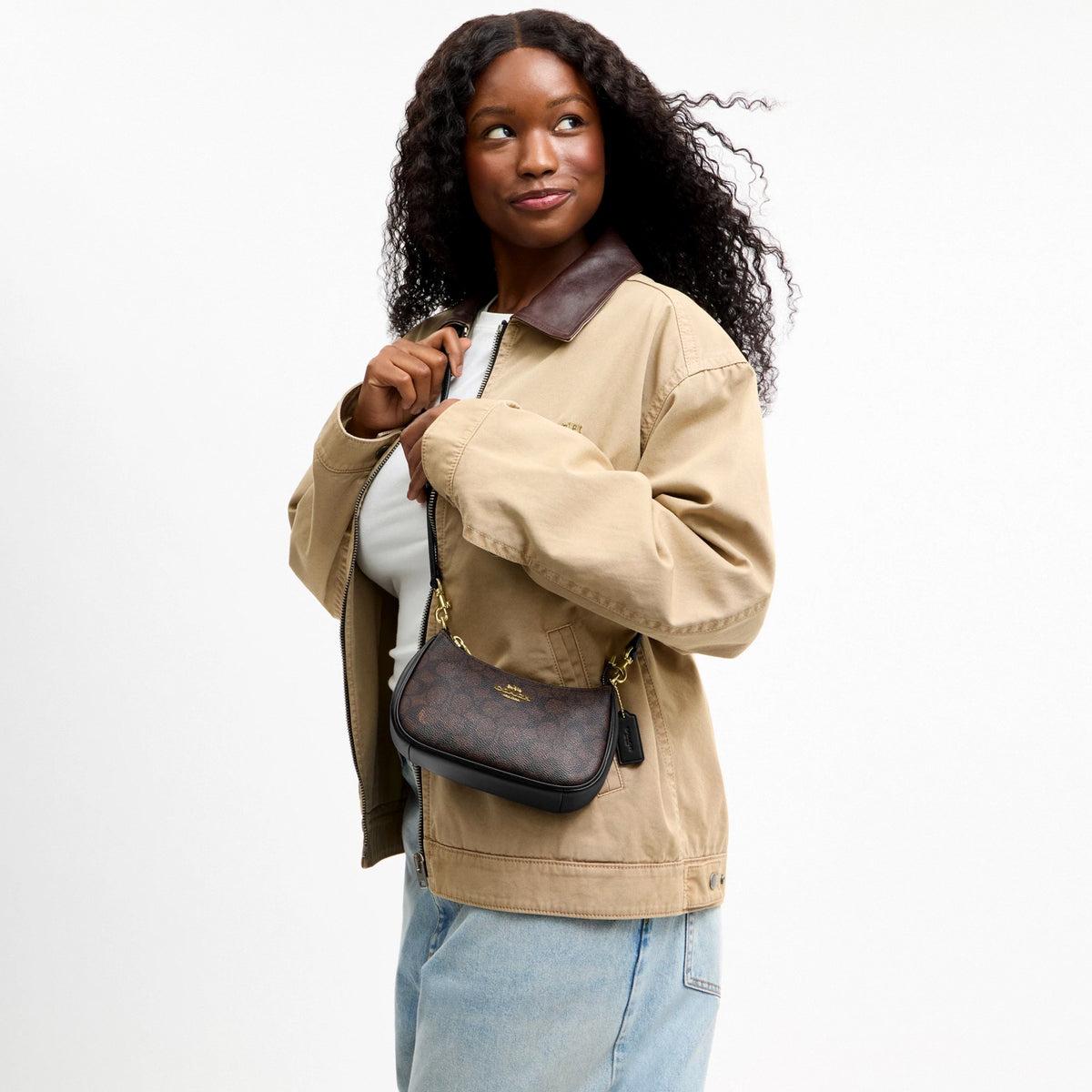 Coach Teri Mini Crossbody Bag In Signature Canvas - Gold/Walnut/Black