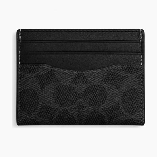 Coach Slim ID Card Case In Signature Canvas - Black Signature
