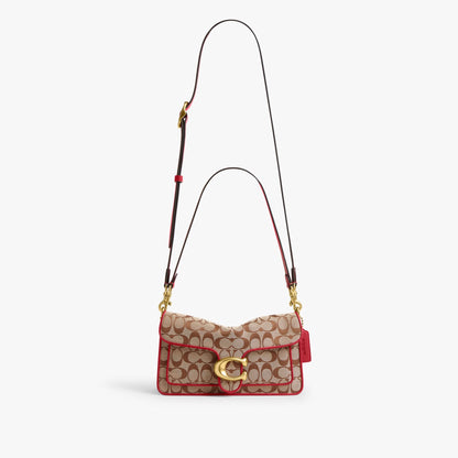 Coach Tabby Shoulder Bag 26 In Signature Jacquard - Brass/Poppy Signature