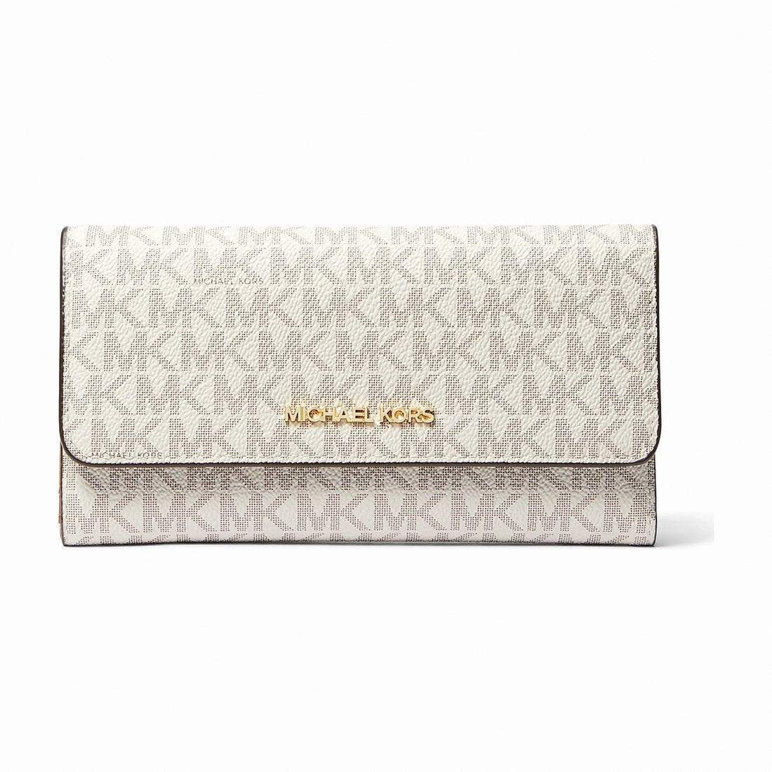 Michael Kors Jet Set Large Logo Tri-Fold Wallet - VANILLA