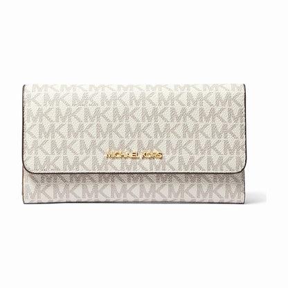 Michael Kors Jet Set Large Logo Tri-Fold Wallet - VANILLA