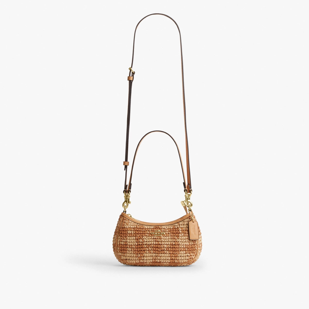 Coach Teri Mini Crossbody Bag With Gingham Print - Gold/Tan