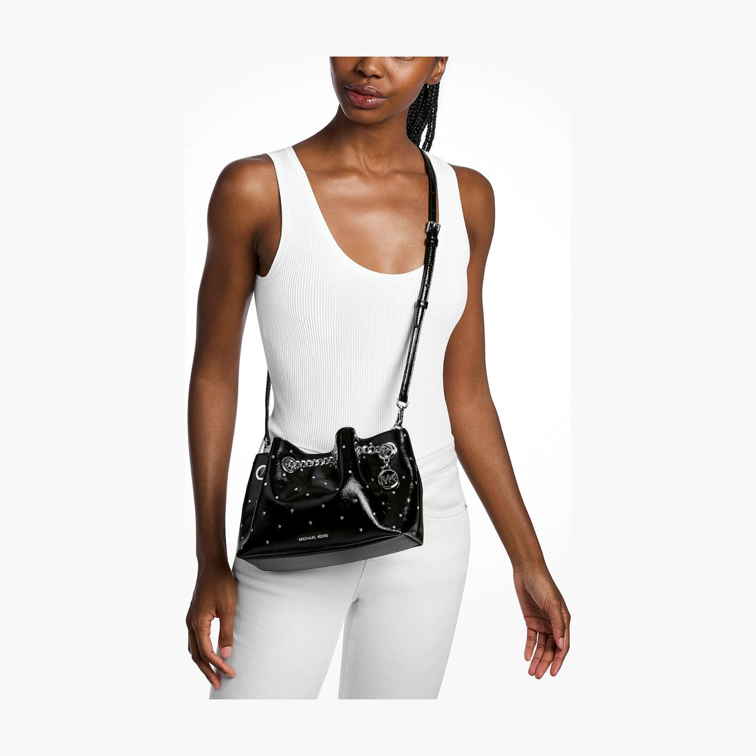 Michael Kors Mina Small Microsuede Crossbody Bag - BLACK