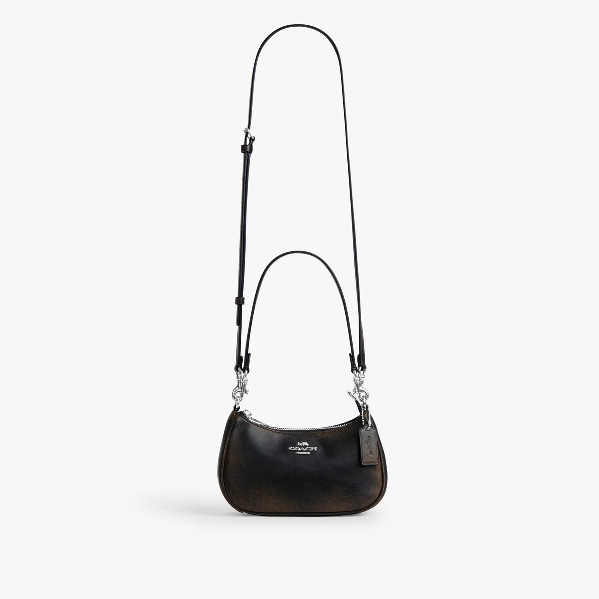 Coach Teri Mini Crossbody Bag In Loved Leather - Silver/Black Brown
