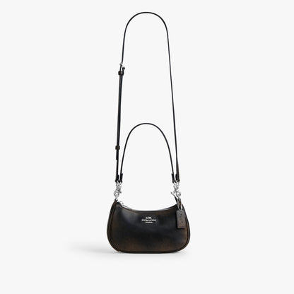Coach Teri Mini Crossbody Bag In Loved Leather - Silver/Black Brown