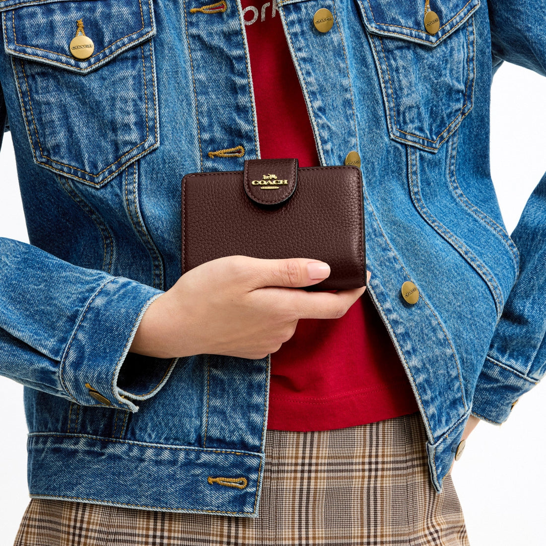 Coach Medium Corner Zip Wallet - Gold/Maple